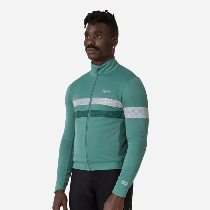 Men Brevet Long Sleeve Windstopper Jersey Navyhivis Pinktansilver Reflectivegrey Bluemushroom Rapha Jerseys