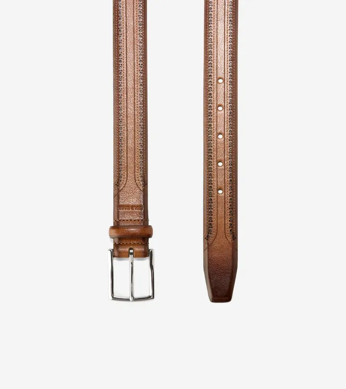 Men Brogued Belt Tan Cole Haan Belts