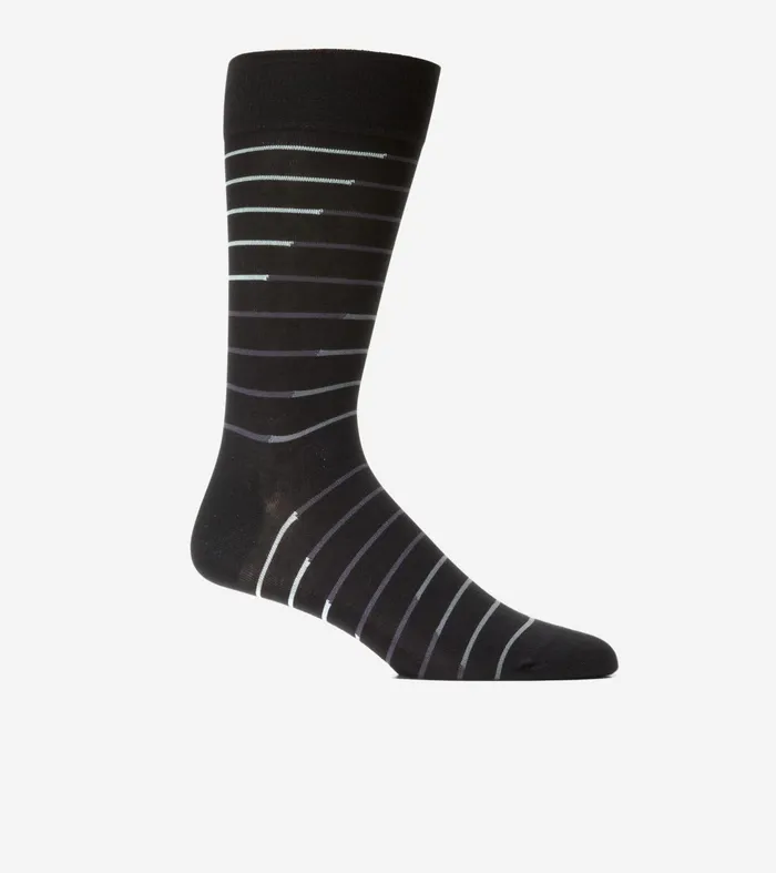 Men Broken Stripe Dress Crew Socks Black Cole Haan Socks