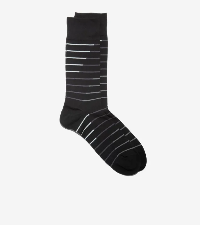 Men Broken Stripe Dress Crew Socks Black Cole Haan Socks
