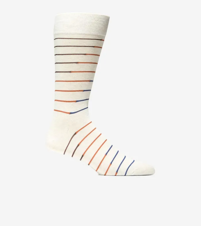 Men Broken Stripe Dress Crew Socks Oatmeal Heather Cole Haan Socks