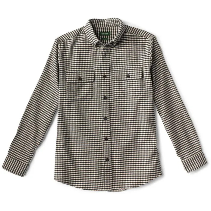 Men Buffalo Check CottonWool LongSleeved Shirt Creamblack Orvis Shirts