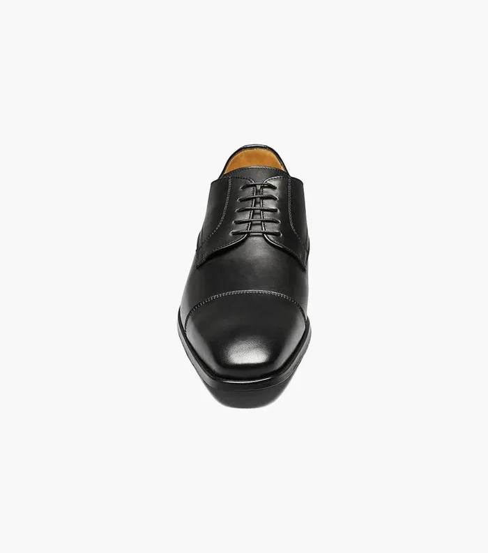Men Caravel Cap Toe Oxford Black Florsheim Dress Shoes