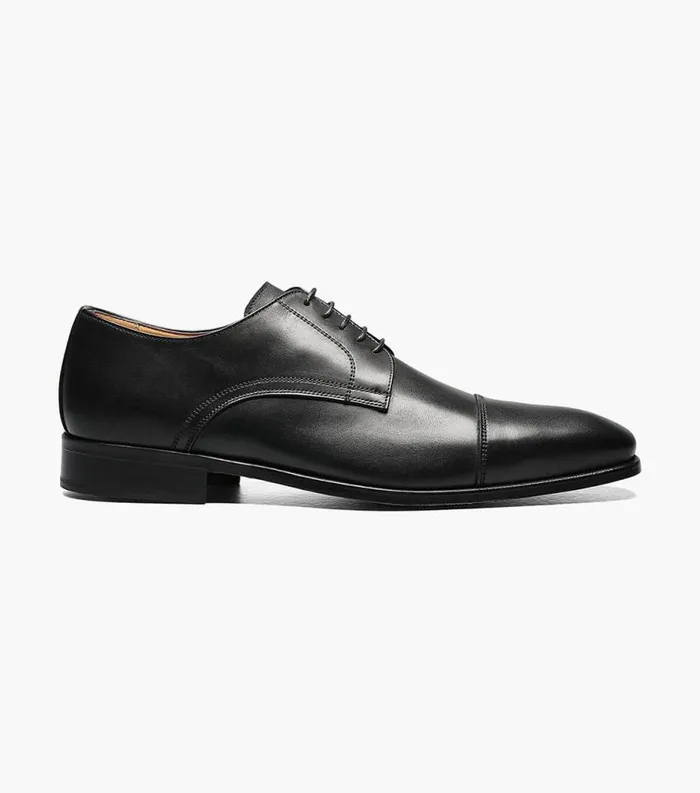 Men Caravel Cap Toe Oxford Black Florsheim Dress Shoes