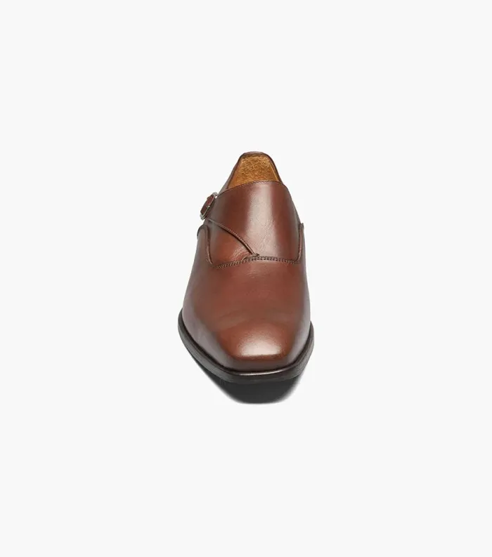 Men Caravel Plain Toe Monk Strap Brown Florsheim Dress Shoes