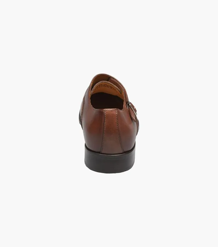 Men Caravel Plain Toe Monk Strap Brown Florsheim Dress Shoes