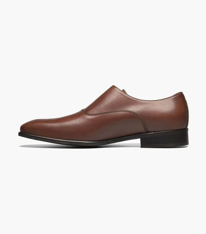 Men Caravel Plain Toe Monk Strap Brown Florsheim Dress Shoes