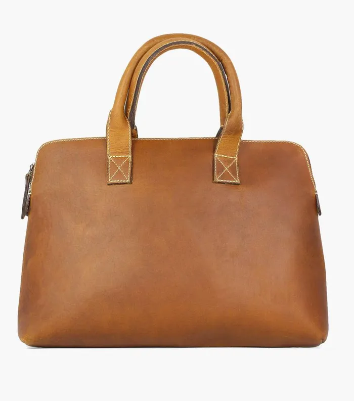 Men Cavus Hard Waxed Leather Bag Cognac Florsheim Bags