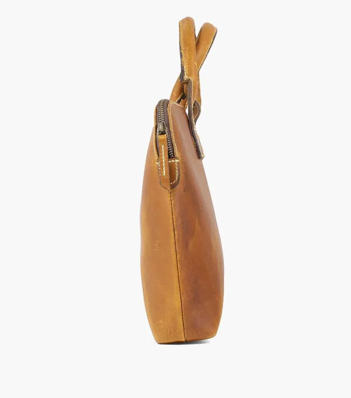 Men Cavus Hard Waxed Leather Bag Cognac Florsheim Bags