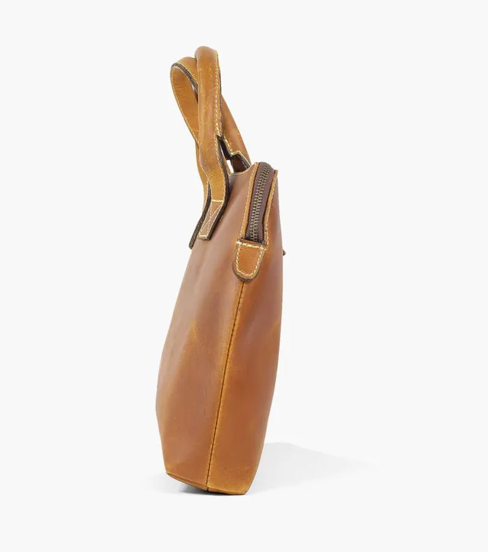 Men Cavus Hard Waxed Leather Bag Cognac Florsheim Bags