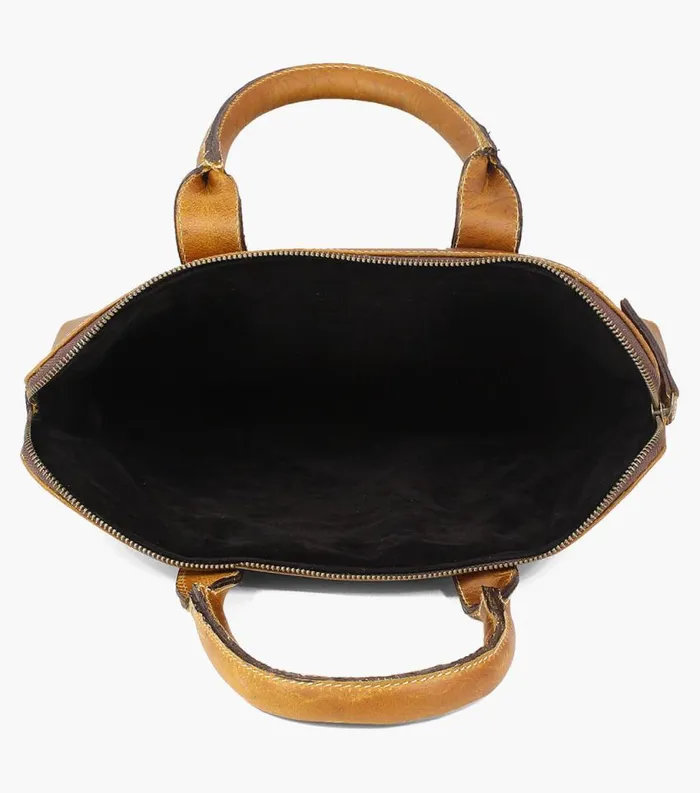 Men Cavus Hard Waxed Leather Bag Cognac Florsheim Bags