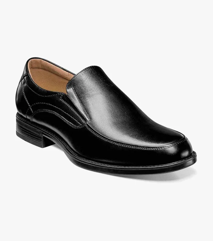Men Center Moc Toe Slip On Black Florsheim Dress Shoes