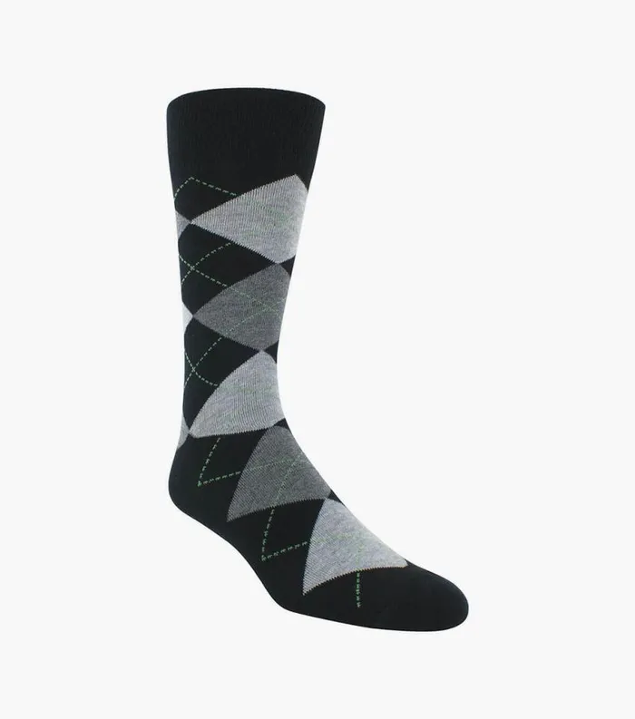 Men Classic Argyle Crew Dress Socks Black Florsheim Socks