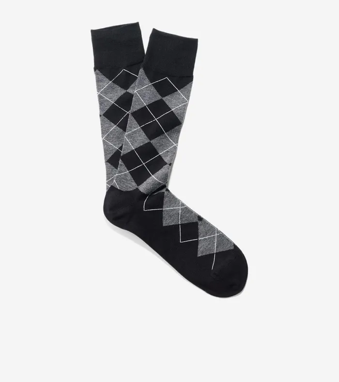 Men Classic Argyle Crew Socks Black Cole Haan Socks