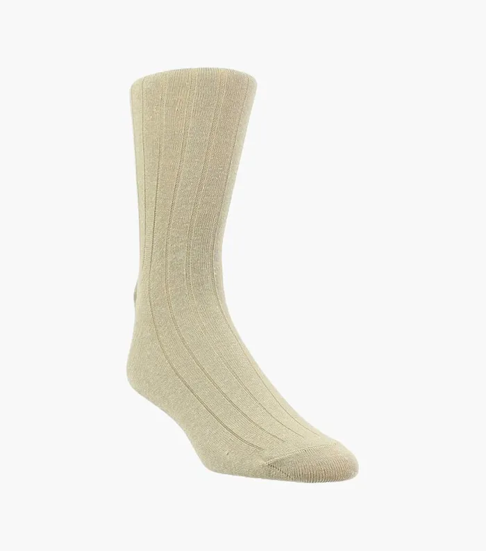 Men Classic Ribbed Crew Dress Socks Khaki Florsheim Socks