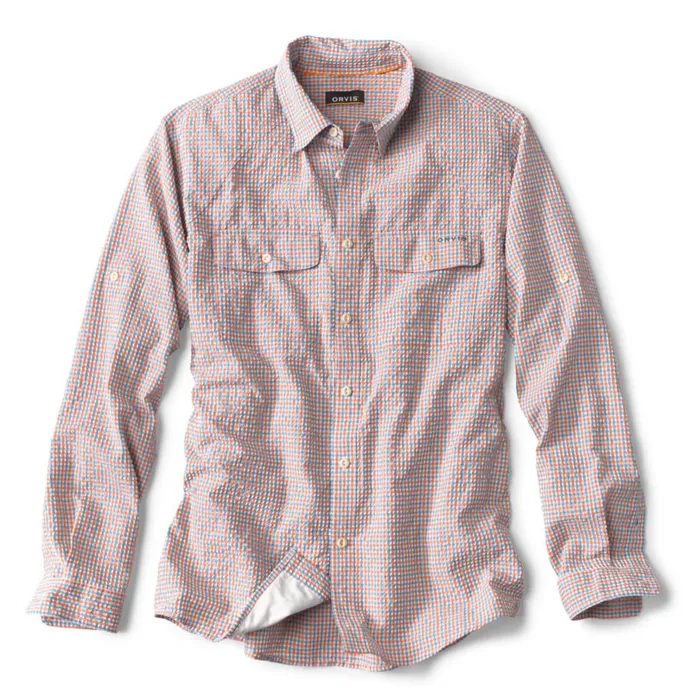 Men Clearwater Seersucker Orange Orvis Shirts