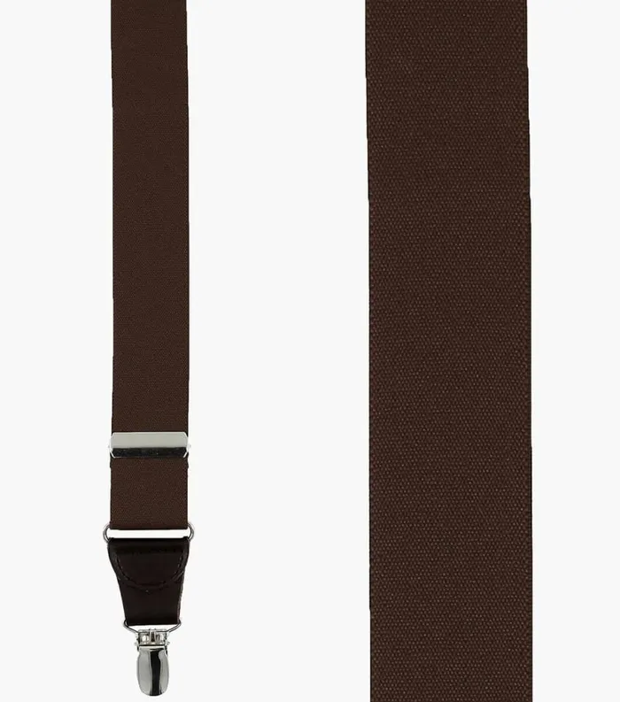 Men Clip Suspenders Solid Brown Brown Florsheim Belts and Suspenders