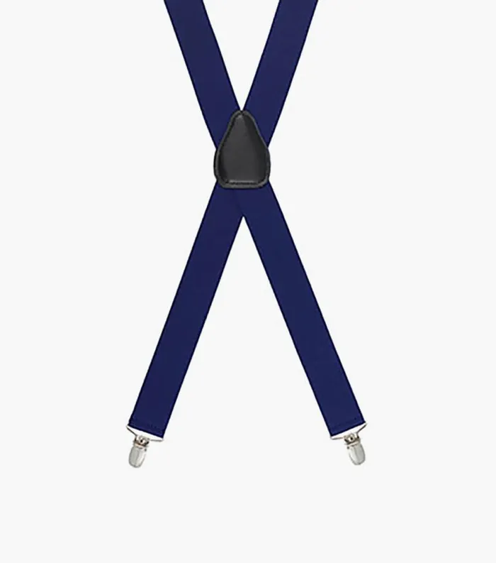 Men Clip Suspenders Solid Navy Navy Florsheim Belts and Suspenders