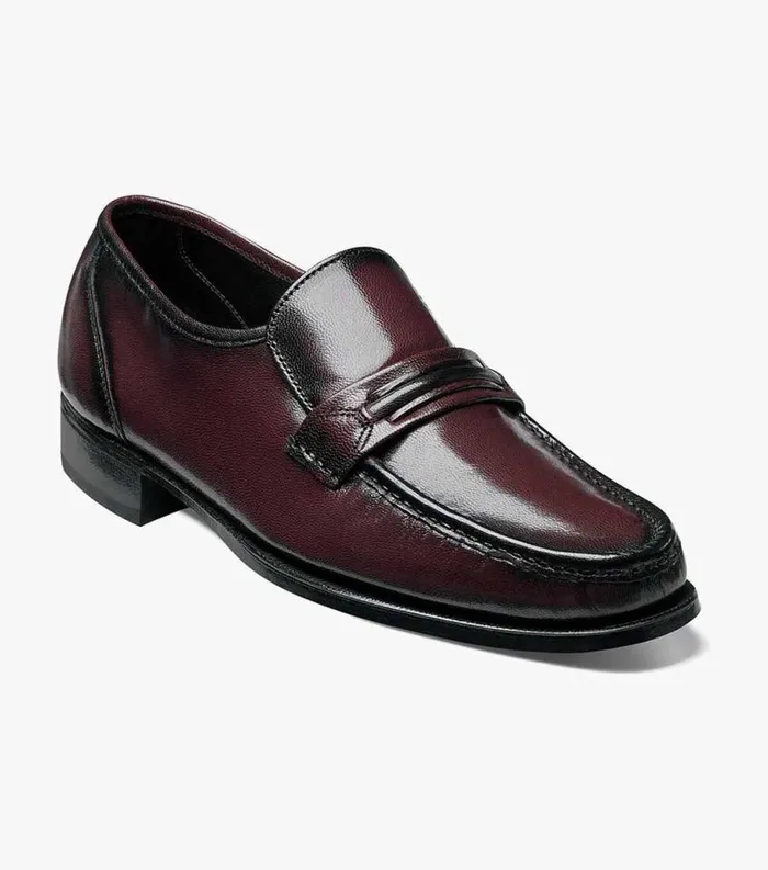 Men Como Moc Toe Strap Loafer Black Cherry Florsheim Dress Shoes