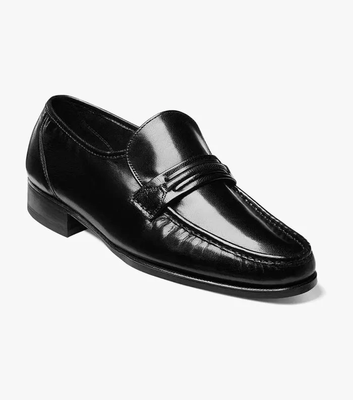 Men Como Moc Toe Strap Loafer Black Florsheim Dress Shoes