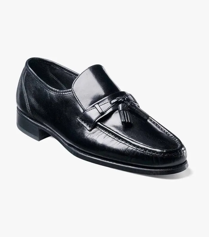 Men Como Moc Toe Tassel Loafer Black Florsheim Dress Shoes