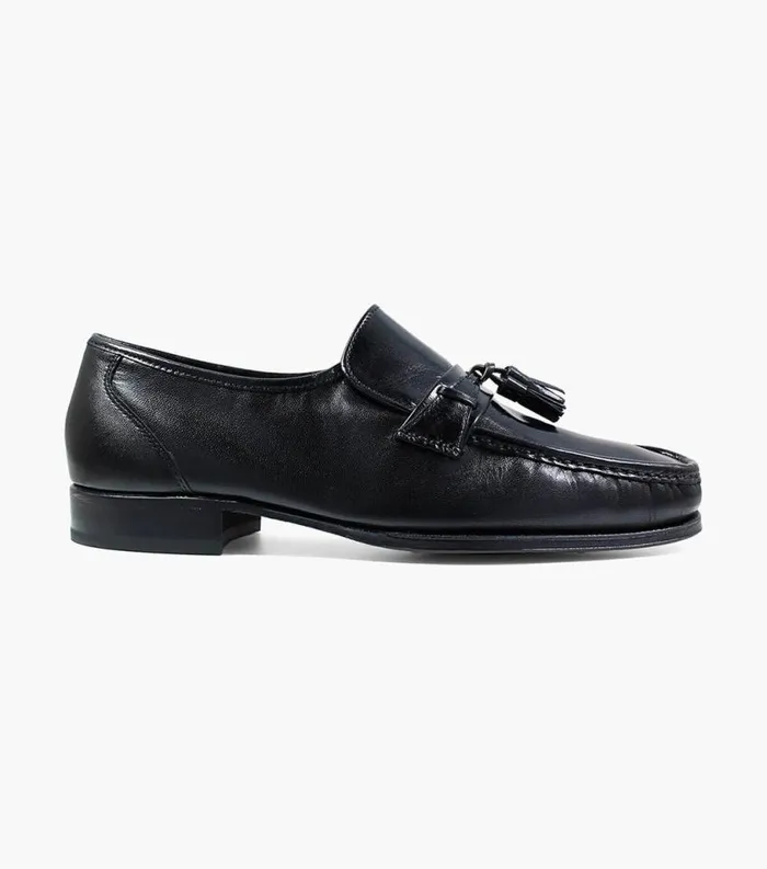 Men Como Moc Toe Tassel Loafer Black Florsheim Dress Shoes