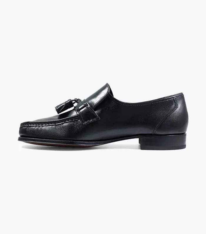 Men Como Moc Toe Tassel Loafer Black Florsheim Dress Shoes