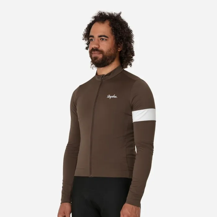 Men Core Thermal Long Sleeve Jersey Fudge White Alyssumkalamata White Alyssumnavywhiteblackwhiteultramarinewhitedeep Coffeewhitetanwhite Rapha Jerseys