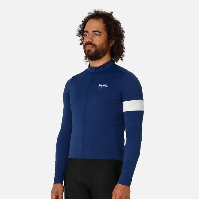Men Core Thermal Long Sleeve Jersey Fudge White Alyssumkalamata White Alyssumnavywhiteblackwhiteultramarinewhitedeep Coffeewhitetanwhite Rapha Jerseys