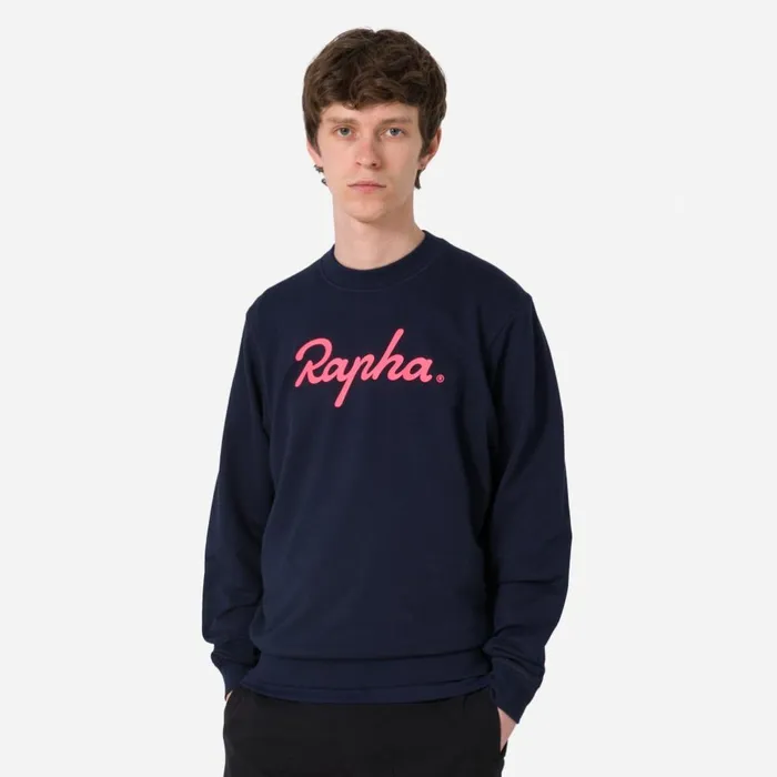 Men Cotton Sweatshirt 8211 Large Logo Blackwhitedark Navyhivis Pink Rapha Hoodies and Sweatshirts