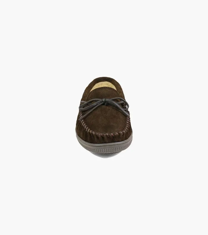 Men Cozzy Moc Toe Tie Slipper Chocolate Florsheim Casual Shoes