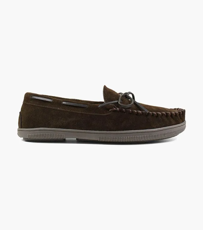 Men Cozzy Moc Toe Tie Slipper Chocolate Florsheim Casual Shoes