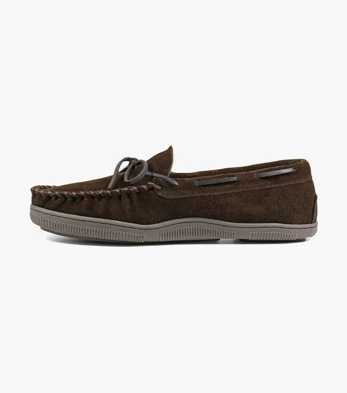 Men Cozzy Moc Toe Tie Slipper Chocolate Florsheim Casual Shoes