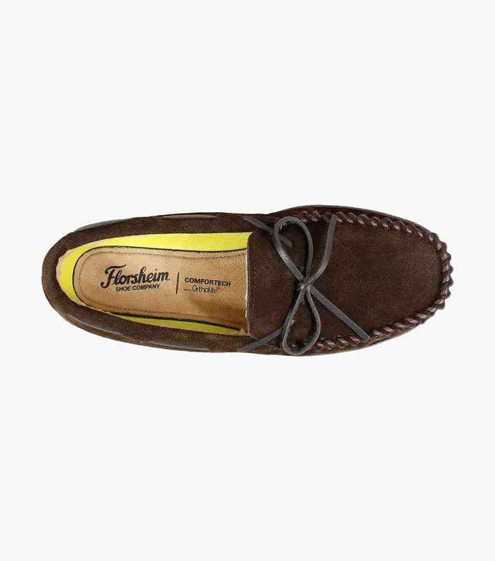 Men Cozzy Moc Toe Tie Slipper Chocolate Florsheim Casual Shoes