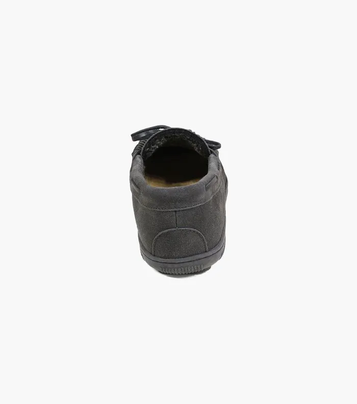 Men Cozzy Moc Toe Tie Slipper Gray Suede Florsheim Slippers
