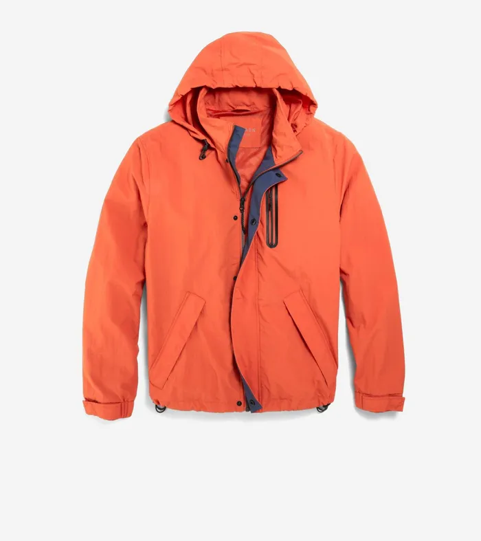 Men Crinkle Rain Jacket Orange Cole Haan Outerwear