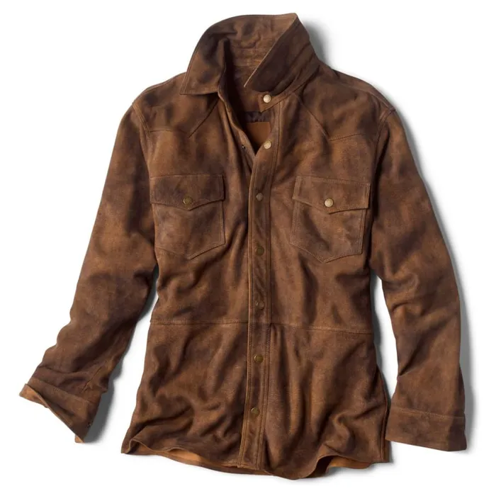 Men Cross Trails Suede Overshirt Medium Brown Orvis Shirts
