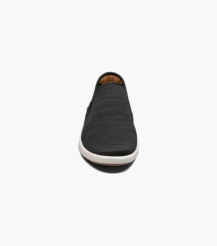Men Crossover Knit Plain Toe Slip On Sneaker Black Florsheim Casual Shoes