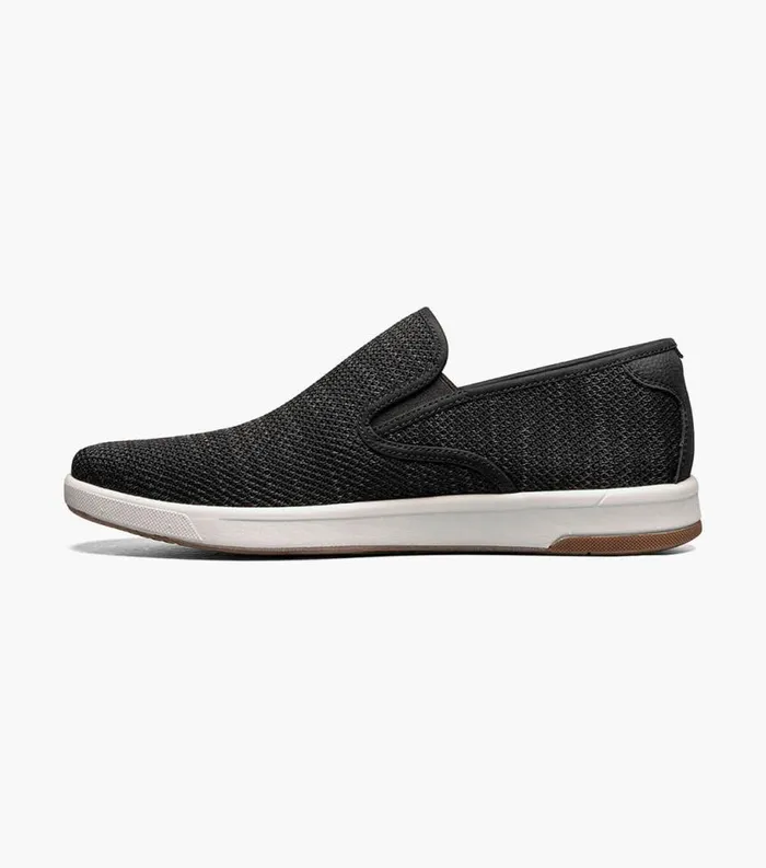 Men Crossover Knit Plain Toe Slip On Sneaker Black Florsheim Casual Shoes