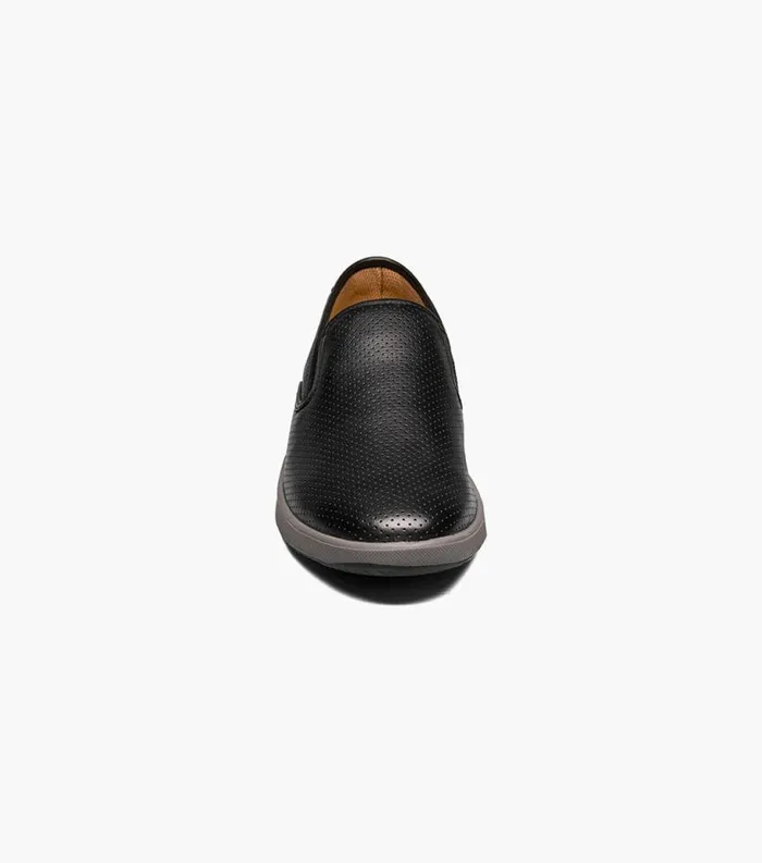 Men Crossover Plain Toe Slip On Sneaker Black Tumbled Florsheim Casual Shoes