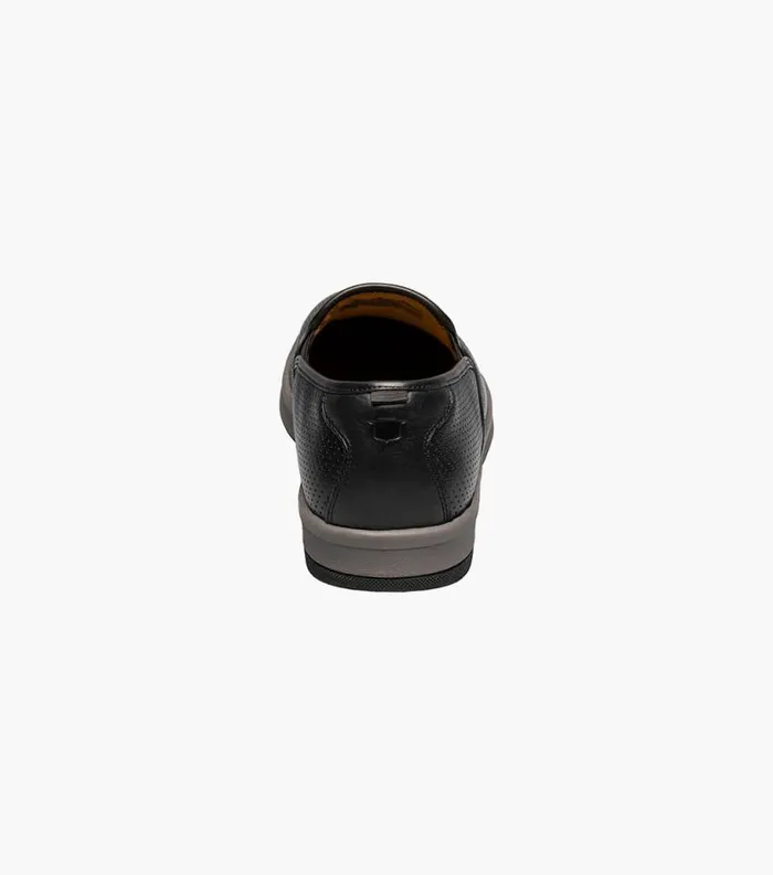 Men Crossover Plain Toe Slip On Sneaker Black Tumbled Florsheim Casual Shoes