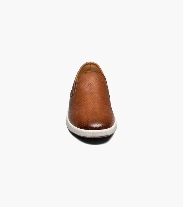 Men Crossover Plain Toe Slip On Sneaker Cognac Tumbled Florsheim Casual Shoes