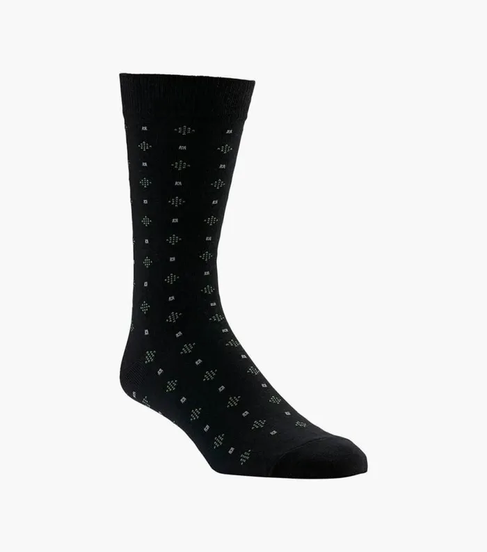 Men Diamond Dobby Crew Dress Socks Black Florsheim Socks