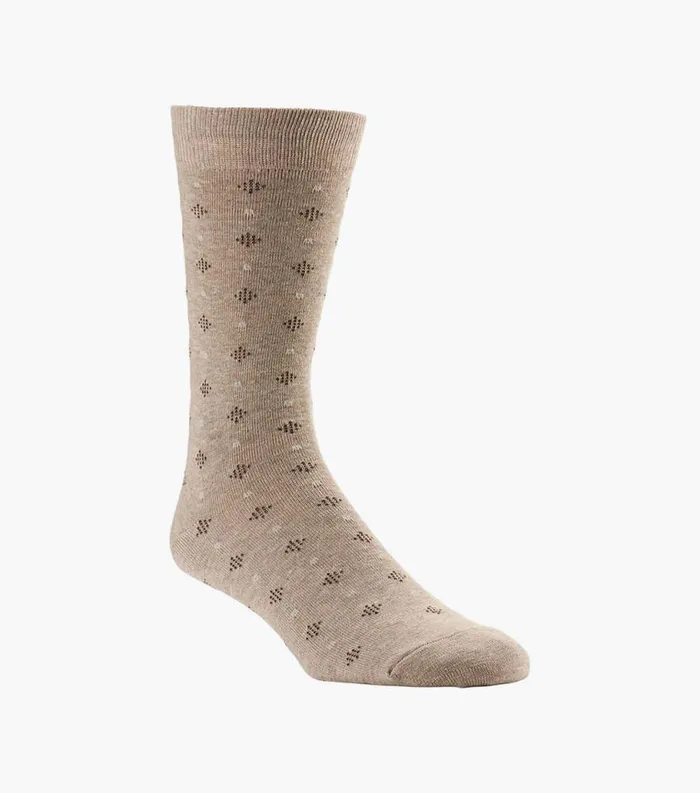 Men Diamond Dobby Crew Dress Socks Oatmeal Florsheim Socks
