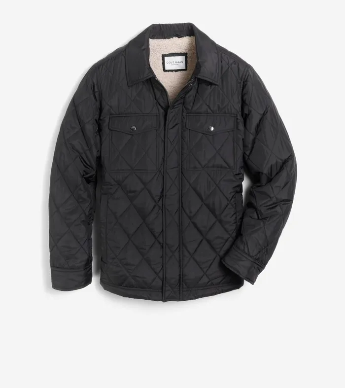 Men Diamond Quilted Jacket Black Cole Haan Outerwear