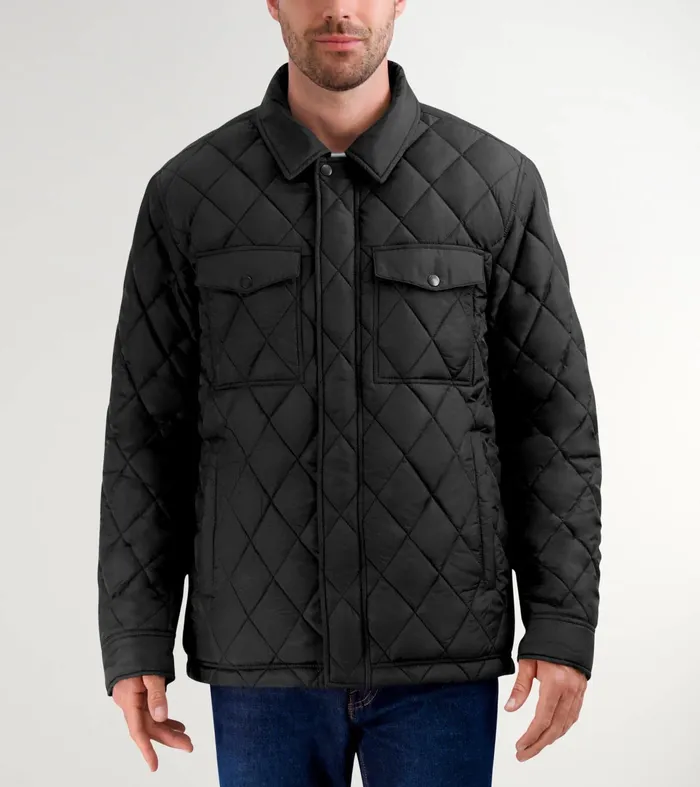 Men Diamond Quilted Jacket Black Cole Haan Outerwear