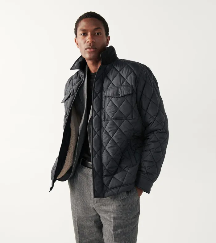 Men Diamond Quilted Jacket Black Cole Haan Outerwear