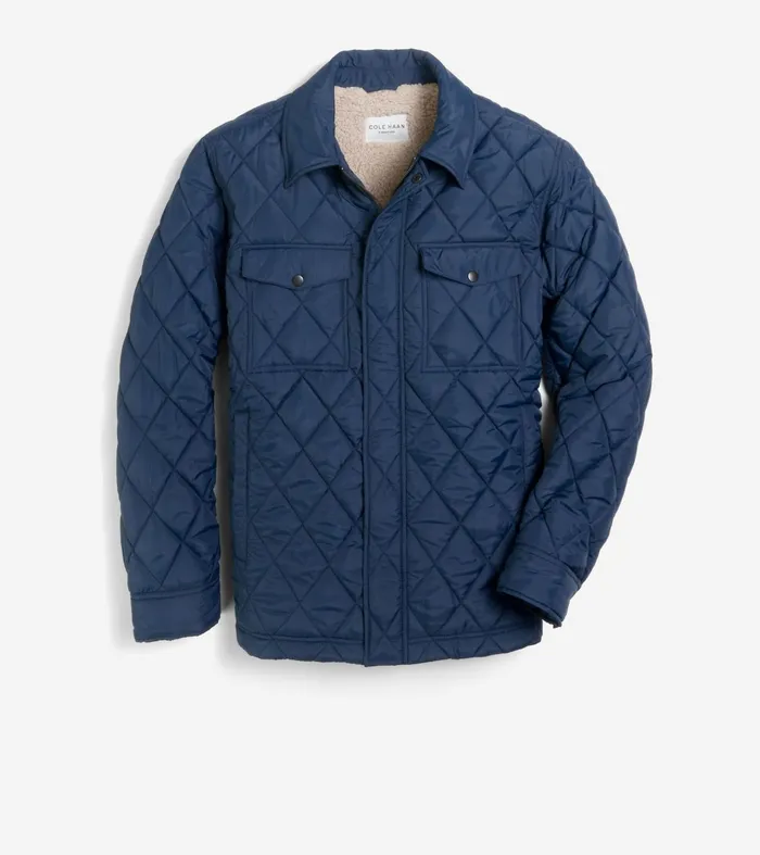 Men Diamond Quilted Jacket Navy Cole Haan Quilted Jackets