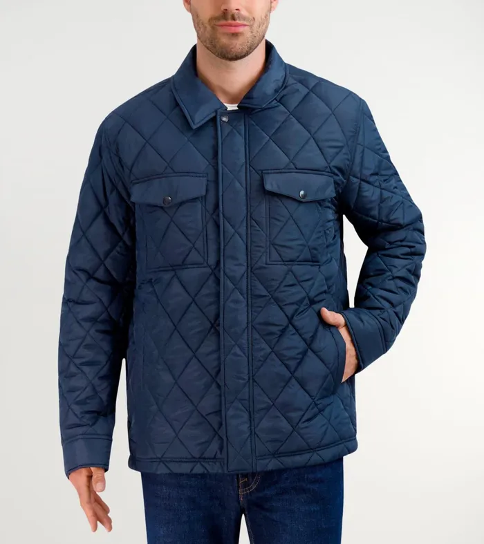Men Diamond Quilted Jacket Navy Cole Haan Quilted Jackets