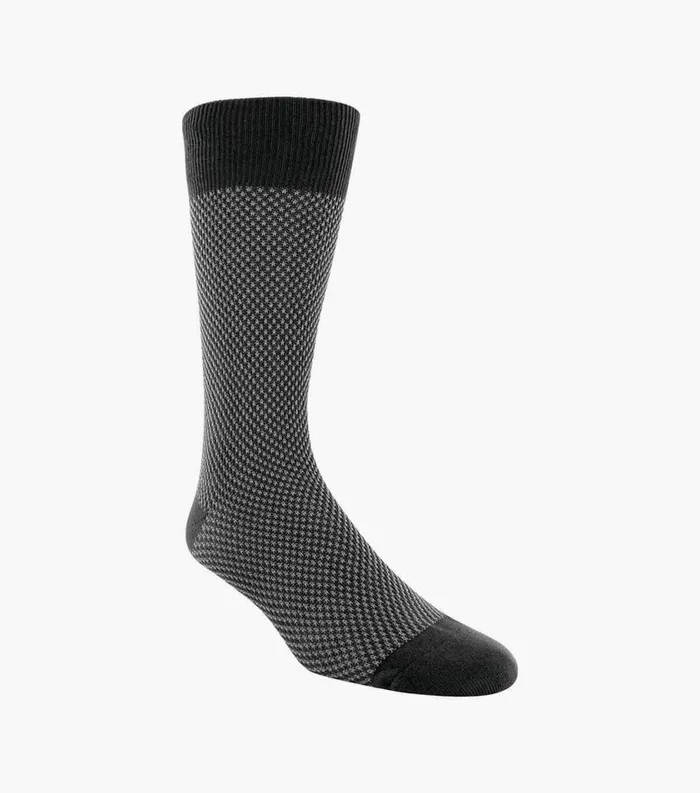 Men Double Birdseye Crew Dress Socks Black Florsheim Socks